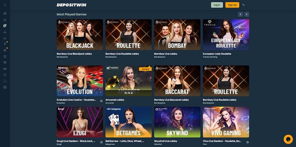 depositwin casino live casino